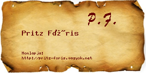 Pritz Fóris névjegykártya